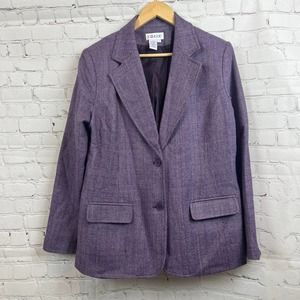 VTG JG Hook Purple Long Sleeve 100% Wool Blazer Women's Size 14 Lined 2 Button